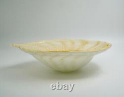 Vintage Murano Glass Golden Tone Bowl 10 Across In Leaf Shape