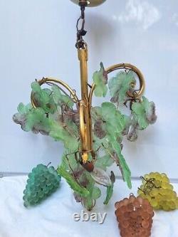 Vintage Murano Glass Grape Cluster 3 Light Chandelier 20