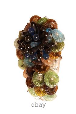 Vintage Murano Glass Grape Cluster Fruit Basket Colored Sconce, Wall Lamp Rare