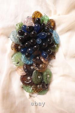 Vintage Murano Glass Grape Cluster Fruit Basket Colored Sconce, Wall Lamp Rare