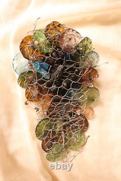 Vintage Murano Glass Grape Cluster Fruit Basket Colored Sconce, Wall Lamp Rare