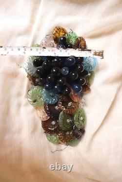 Vintage Murano Glass Grape Cluster Fruit Basket Colored Sconce, Wall Lamp Rare