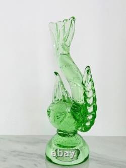 Vintage Murano Glass Green Bullicante Uranium Glass Fish