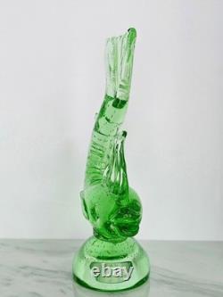 Vintage Murano Glass Green Bullicante Uranium Glass Fish
