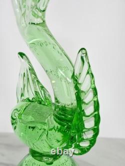 Vintage Murano Glass Green Bullicante Uranium Glass Fish