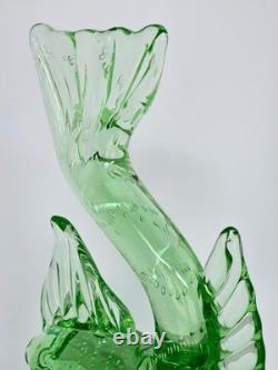Vintage Murano Glass Green Bullicante Uranium Glass Fish