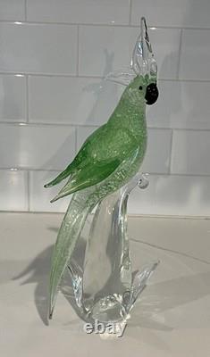 Vintage Murano Glass Green Cockatoo Bird 14 Tall Figurine RARE Art Statue Vintage Murano Glass Green Cockatoo Bird 14 Tall Figurine RARE Art Statue