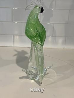 Vintage Murano Glass Green Cockatoo Bird 14 Tall Figurine RARE Art Statue Vintage Murano Glass Green Cockatoo Bird 14 Tall Figurine RARE Art Statue