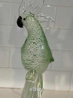 Vintage Murano Glass Green Cockatoo Bird 14 Tall Figurine RARE Art Statue Vintage Murano Glass Green Cockatoo Bird 14 Tall Figurine RARE Art Statue