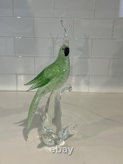 Vintage Murano Glass Green Cockatoo Bird 14 Tall Figurine RARE Art Statue Vintage Murano Glass Green Cockatoo Bird 14 Tall Figurine RARE Art Statue