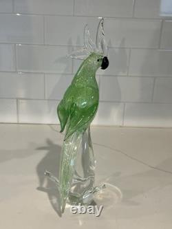 Vintage Murano Glass Green Cockatoo Bird 14 Tall Figurine RARE Art Statue Vintage Murano Glass Green Cockatoo Bird 14 Tall Figurine RARE Art Statue