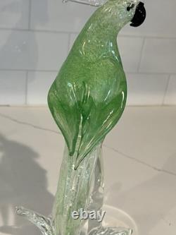 Vintage Murano Glass Green Cockatoo Bird 14 Tall Figurine RARE Art Statue Vintage Murano Glass Green Cockatoo Bird 14 Tall Figurine RARE Art Statue