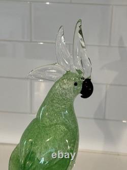 Vintage Murano Glass Green Cockatoo Bird 14 Tall Figurine RARE Art Statue Vintage Murano Glass Green Cockatoo Bird 14 Tall Figurine RARE Art Statue