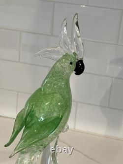 Vintage Murano Glass Green Cockatoo Bird 14 Tall Figurine RARE Art Statue Vintage Murano Glass Green Cockatoo Bird 14 Tall Figurine RARE Art Statue