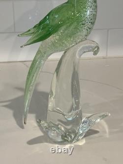 Vintage Murano Glass Green Cockatoo Bird 14 Tall Figurine RARE Art Statue Vintage Murano Glass Green Cockatoo Bird 14 Tall Figurine RARE Art Statue