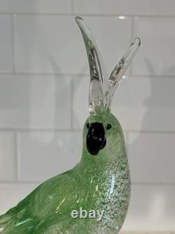Vintage Murano Glass Green Cockatoo Bird 14 Tall Figurine RARE Art Statue Vintage Murano Glass Green Cockatoo Bird 14 Tall Figurine RARE Art Statue