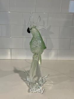 Vintage Murano Glass Green Cockatoo Bird 14 Tall Figurine RARE Art Statue Vintage Murano Glass Green Cockatoo Bird 14 Tall Figurine RARE Art Statue
