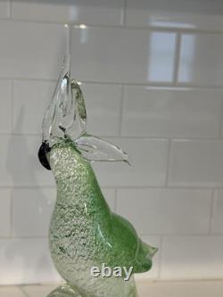 Vintage Murano Glass Green Cockatoo Bird 14 Tall Figurine RARE Art Statue Vintage Murano Glass Green Cockatoo Bird 14 Tall Figurine RARE Art Statue
