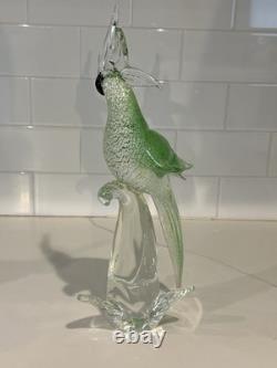 Vintage Murano Glass Green Cockatoo Bird 14 Tall Figurine RARE Art Statue Vintage Murano Glass Green Cockatoo Bird 14 Tall Figurine RARE Art Statue