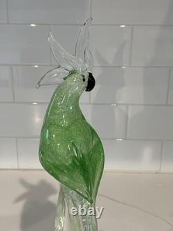 Vintage Murano Glass Green Cockatoo Bird 14 Tall Figurine RARE Art Statue Vintage Murano Glass Green Cockatoo Bird 14 Tall Figurine RARE Art Statue