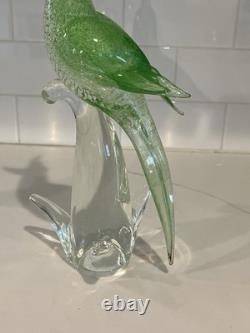 Vintage Murano Glass Green Cockatoo Bird 14 Tall Figurine RARE Art Statue Vintage Murano Glass Green Cockatoo Bird 14 Tall Figurine RARE Art Statue