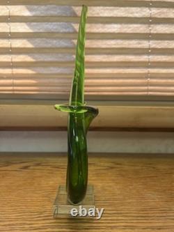 Vintage Murano Glass Green Curl Twist Sculpture Entwined Swirl Abstract Italian