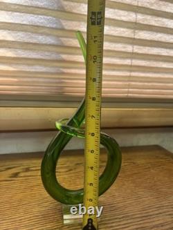 Vintage Murano Glass Green Curl Twist Sculpture Entwined Swirl Abstract Italian