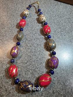Vintage Murano Glass Hand-Beaded Necklace Vintage 18.5 Inches Christmas Gift
