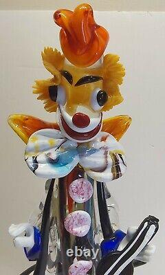 Vintage Murano Glass Happy Clown Guitar Sculpture XL Size 19.5 Italy Colorful