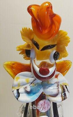 Vintage Murano Glass Happy Clown Guitar Sculpture XL Size 19.5 Italy Colorful