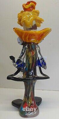 Vintage Murano Glass Happy Clown Guitar Sculpture XL Size 19.5 Italy Colorful