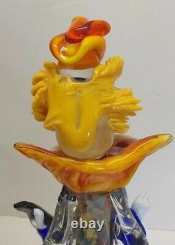 Vintage Murano Glass Happy Clown Guitar Sculpture XL Size 19.5 Italy Colorful