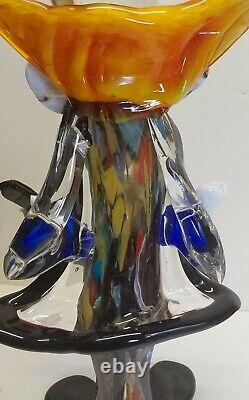 Vintage Murano Glass Happy Clown Guitar Sculpture XL Size 19.5 Italy Colorful