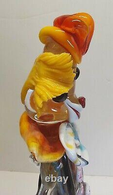 Vintage Murano Glass Happy Clown Guitar Sculpture XL Size 19.5 Italy Colorful