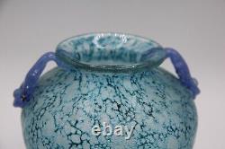 Vintage Murano Glass Iridescent Teal Scavo Amphora Vase