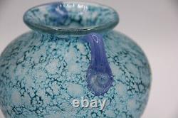 Vintage Murano Glass Iridescent Teal Scavo Amphora Vase