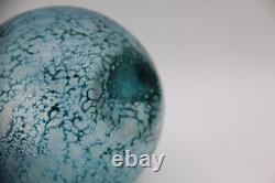 Vintage Murano Glass Iridescent Teal Scavo Amphora Vase