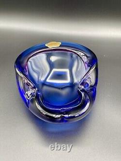 Vintage Murano Glass Labeled Barbini Sommerso Blue Purple Pink Bowl Ashtray GLOW