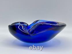 Vintage Murano Glass Labeled Barbini Sommerso Blue Purple Pink Bowl Ashtray GLOW