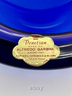 Vintage Murano Glass Labeled Barbini Sommerso Blue Purple Pink Bowl Ashtray GLOW