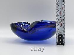 Vintage Murano Glass Labeled Barbini Sommerso Blue Purple Pink Bowl Ashtray GLOW