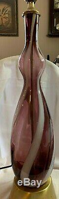 Vintage Murano Glass Lamp Amethyst Swirl MCM Gorgeous