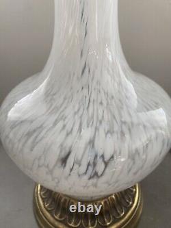 Vintage Murano Glass Lamp with brass base & white shade. Working Unqiue Piece