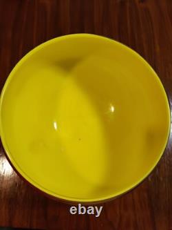 Vintage Murano Glass Large Bowl Rasta Yellow Green Red Swirl Design