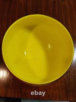Vintage Murano Glass Large Bowl Rasta Yellow Green Red Swirl Design