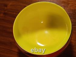 Vintage Murano Glass Large Bowl Rasta Yellow Green Red Swirl Design