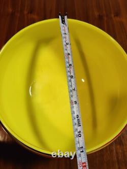 Vintage Murano Glass Large Bowl Rasta Yellow Green Red Swirl Design