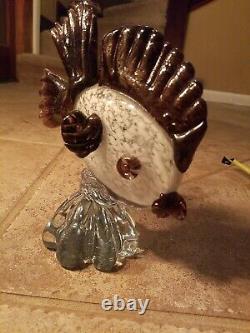 Vintage Murano Glass Large Fish Figurine On Wave