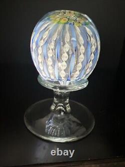 Vintage Murano Glass Latticino Ribbons Pedestal Paperweight