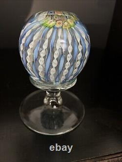 Vintage Murano Glass Latticino Ribbons Pedestal Paperweight